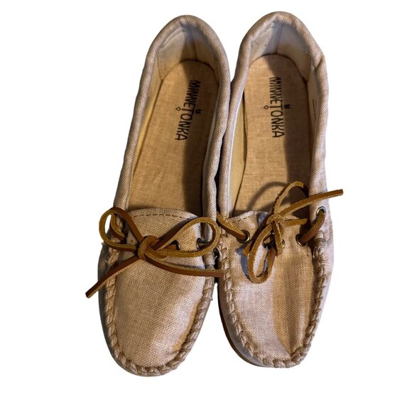Minnetonka tan flat loafers textile size 6 - Picture 6 of 6